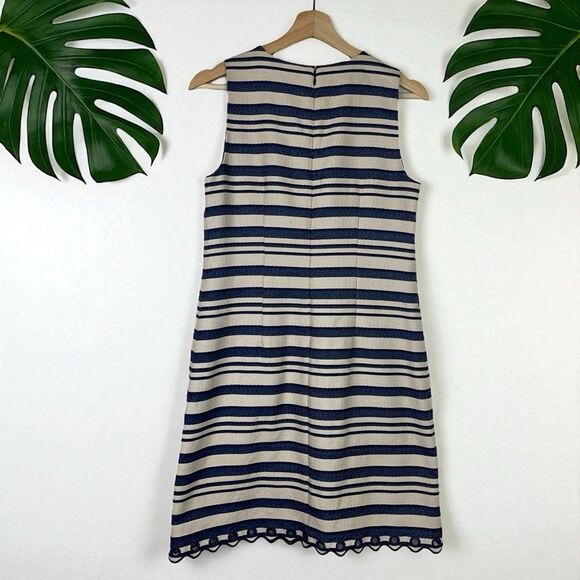 J. Crew Striped Scalloped Shift Dress with Grommets - Picture 6 of 10